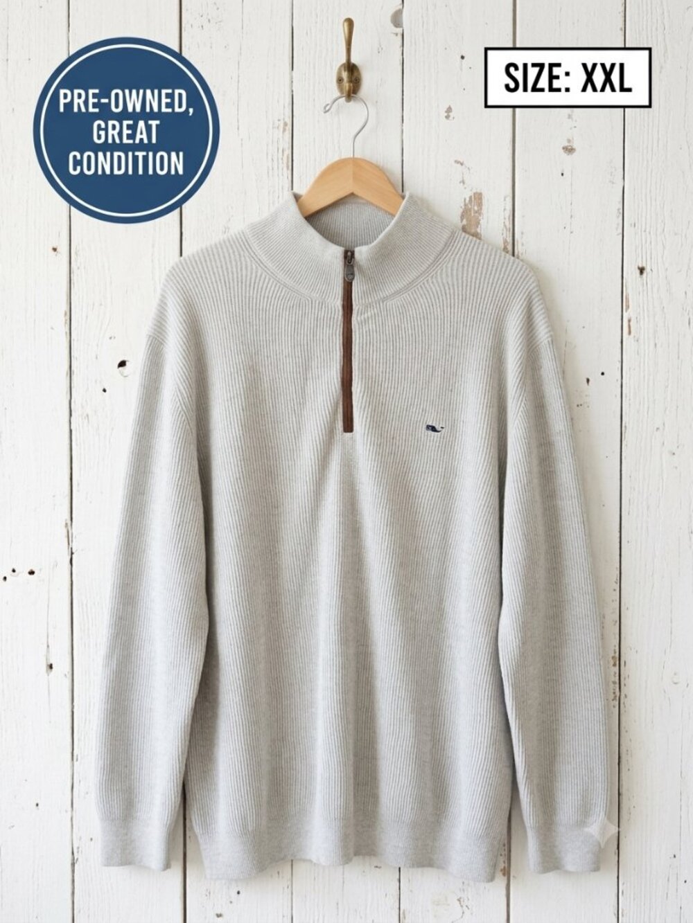 Vineyard Vines Men’s 1/4 Zip Ribbed Sweater XXL